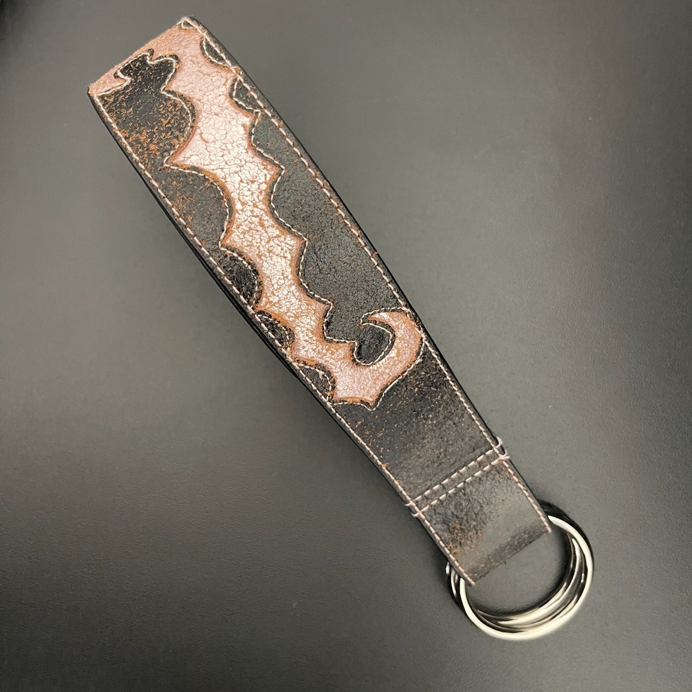 Guess Leather Belt Womens Medium Brown Pink Embroidered Western Gypsy Festival